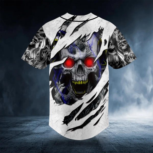 Red Eyes Skull Baseball Jersey