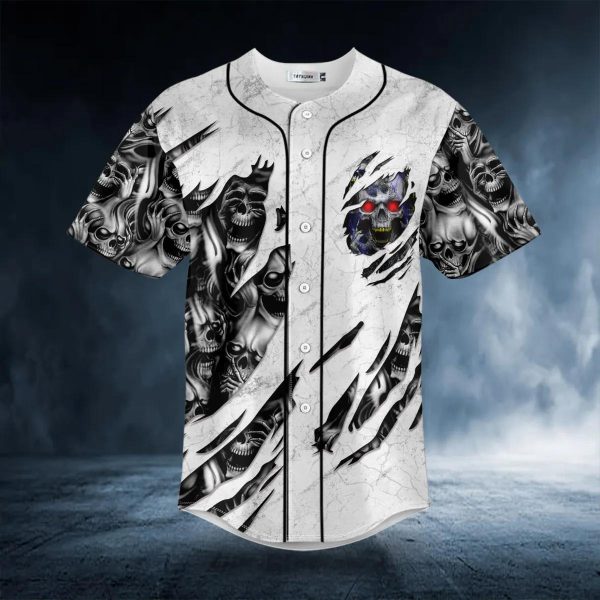 Red Eyes Skull Baseball Jersey