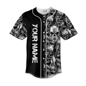 Tribal Tattoos Metal Skull Custom Baseball Jersey 1