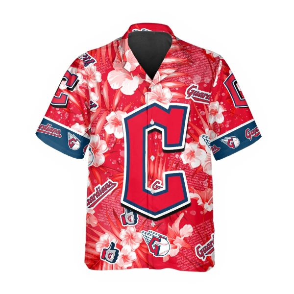 Pattern Logo Cleveland Guardians Hawaiian Shirt, Cleveland Guardians Aloha Shirt, MLB Hawaiian Shirt