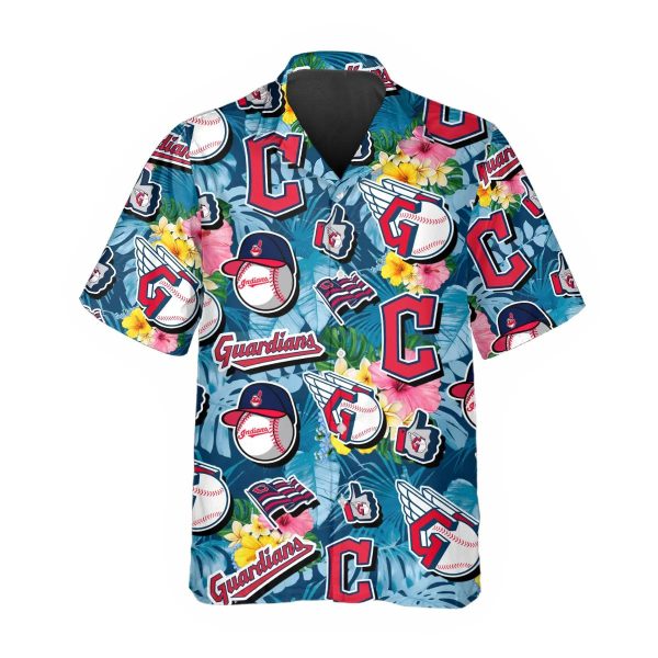 Pattern Logo Cleveland Guardians Hawaiian Shirt, MLB Hawaiian Shirt