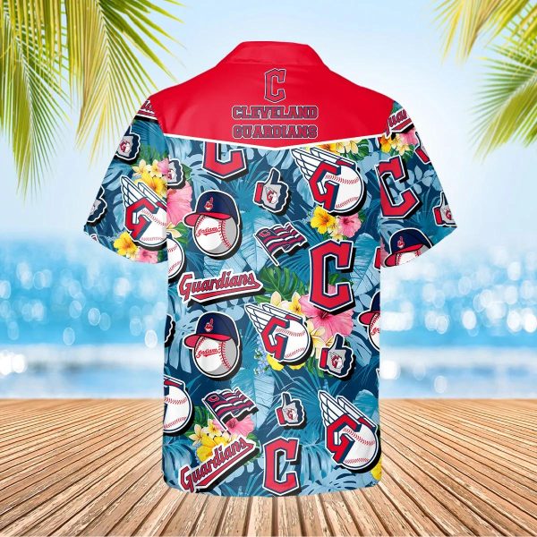 Pattern Logo Cleveland Guardians Hawaiian Shirt, MLB Hawaiian Shirt