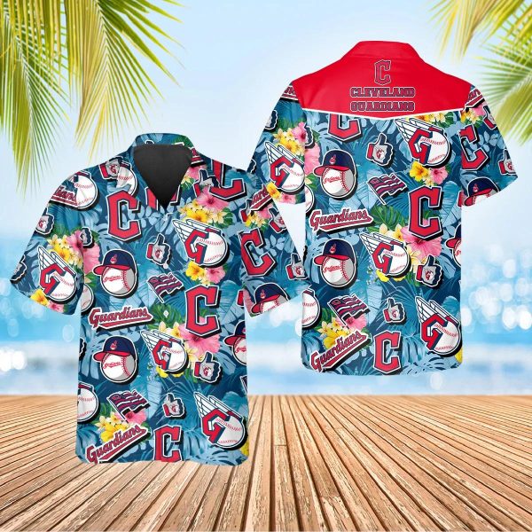 Pattern Logo Cleveland Guardians Hawaiian Shirt, MLB Hawaiian Shirt