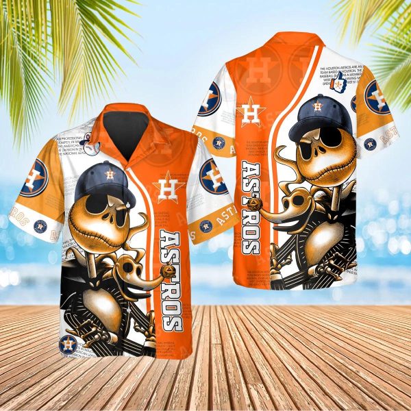 Jack Skeleton Houston Astros Hawaiian Shirt, Houston Astros Aloha Shirt, MLB Hawaiian Shirt