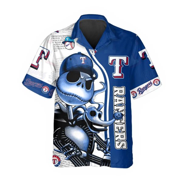 Jack Skeleton Texas Rangers Hawaiian Shirt, Texas Rangers Aloha Shirt, MLB Hawaiian Shirt