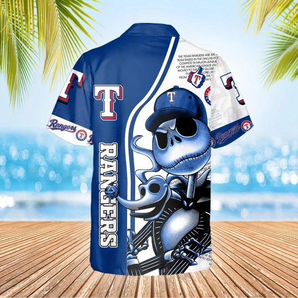 Jack Skeleton Texas Rangers Hawaiian Shirt, Texas Rangers Aloha Shirt, MLB Hawaiian Shirt