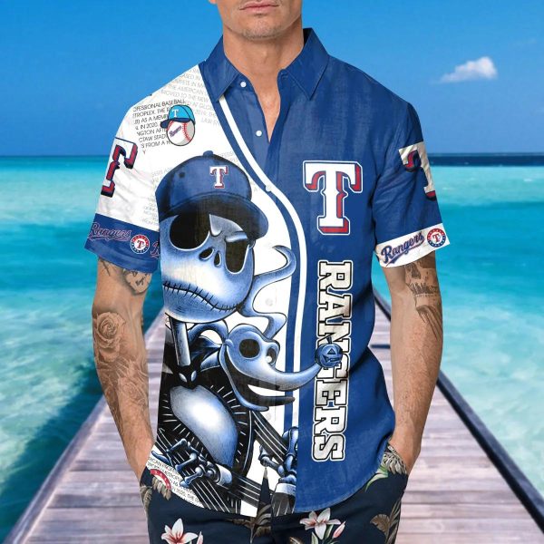 Jack Skeleton Texas Rangers Hawaiian Shirt, Texas Rangers Aloha Shirt, MLB Hawaiian Shirt