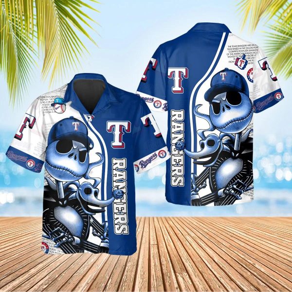 Jack Skeleton Texas Rangers Hawaiian Shirt, Texas Rangers Aloha Shirt, MLB Hawaiian Shirt