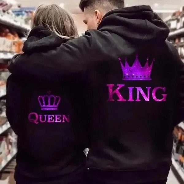 King And Queen Pink Fantasy Matching Hoodies For Couple