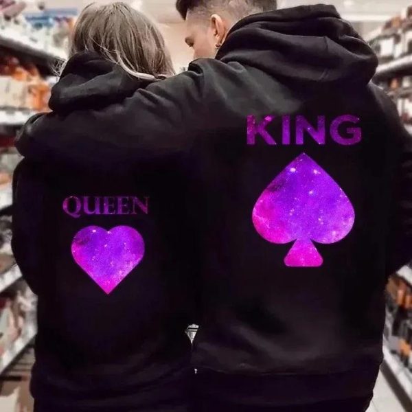 King And Queen Pink Matching Hoodies For Couple