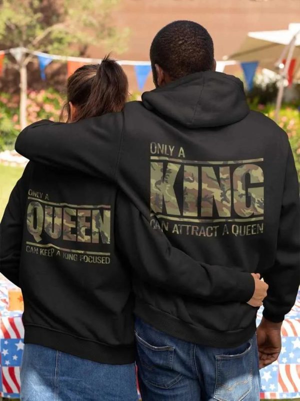 Only A Queen Can Keep A King Focused Matching Hoodies For Couple