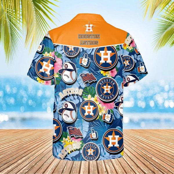 Pattern Logo Houston Astros Hawaiian Shirt, Houston Astros Aloha Shirt, MLB Hawaiian Shirt