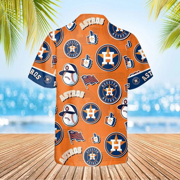 Pattern Logo Houston Astros Hawaiian Shirt, MLB Hawaiian Shirt