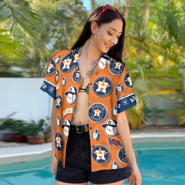 Pattern Logo Houston Astros Hawaiian Shirt, MLB Hawaiian Shirt