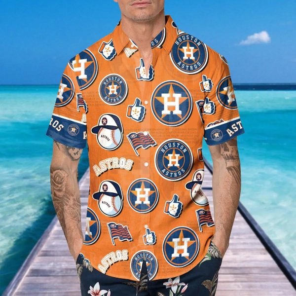 Pattern Logo Houston Astros Hawaiian Shirt, MLB Hawaiian Shirt