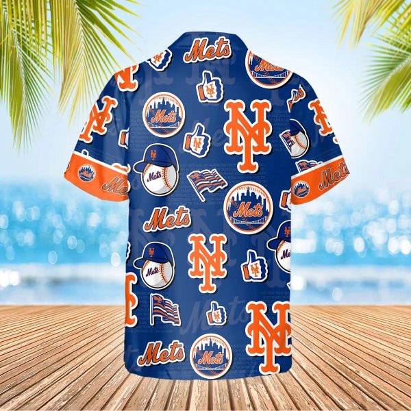 Pattern Logo New York Mets Hawaiian Shirt, MLB Hawaiian Shirt