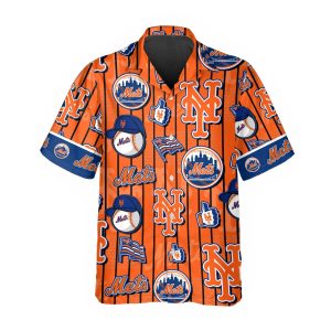 Pattern Logo New York Mets Hawaiian Shirt New York Mets Aloha Shirt MLB Hawaiian Shirt 1