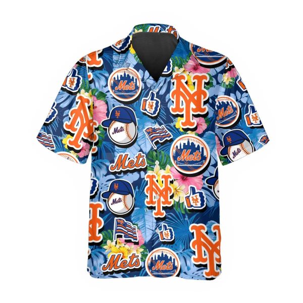 Pattern New York Mets Hawaiian Shirt, New York Mets Aloha Shirt, MLB Hawaiian Shirt