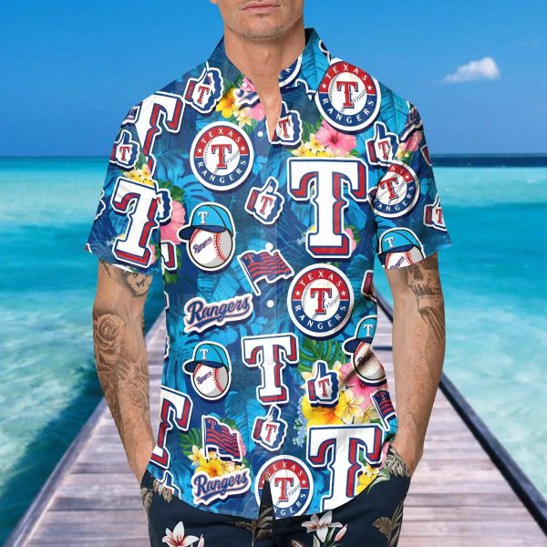 Pattern Texas Rangers Hawaiian Shirt, Texas Rangers Aloha Shirt