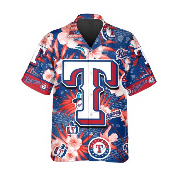 Texas Rangers Hawaiian Shirt, MLB Hawaiian Shirt Gift For Fans, MLB Hawaiian Shirt