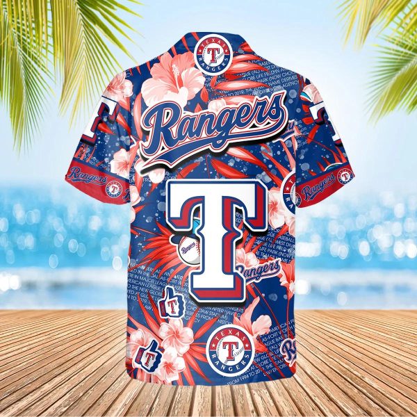 Texas Rangers Hawaiian Shirt, MLB Hawaiian Shirt Gift For Fans, MLB Hawaiian Shirt