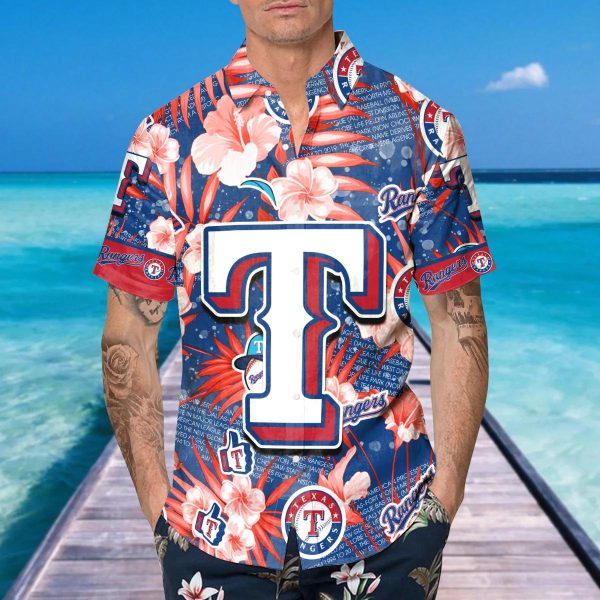 Texas Rangers Hawaiian Shirt, MLB Hawaiian Shirt Gift For Fans, MLB Hawaiian Shirt