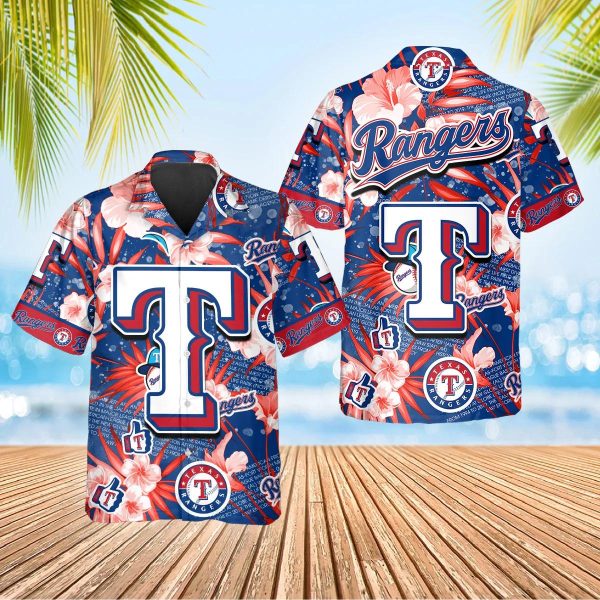 Texas Rangers Hawaiian Shirt, MLB Hawaiian Shirt Gift For Fans, MLB Hawaiian Shirt