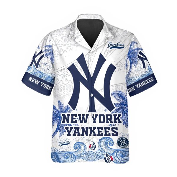Custom New York Yankees Hawaiian Shirt, NY Yankees Hawaiian Shirt, MLB Hawaiian Shirt