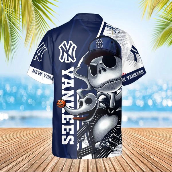 Jack Skeleton New York Yankees Hawaiian Shirt, Hawaiian Yankees Shirt, MLB Hawaiian Shirt