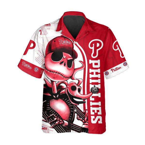Jack Skeleton Philadelphia Phillies Hawaiian Shirt, Phillies Hawaiian Shirt, MLB Hawaiian Shirt