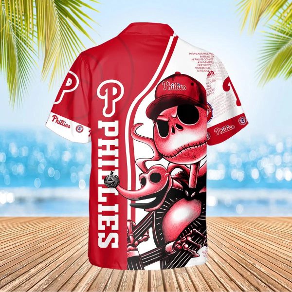 Jack Skeleton Philadelphia Phillies Hawaiian Shirt, Phillies Hawaiian Shirt, MLB Hawaiian Shirt