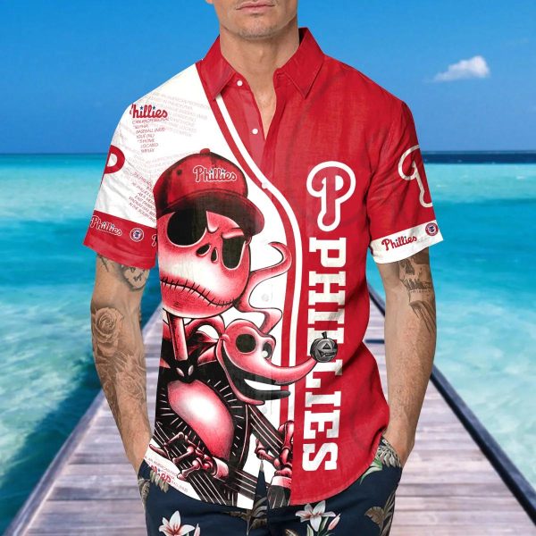 Jack Skeleton Philadelphia Phillies Hawaiian Shirt, Phillies Hawaiian Shirt, MLB Hawaiian Shirt