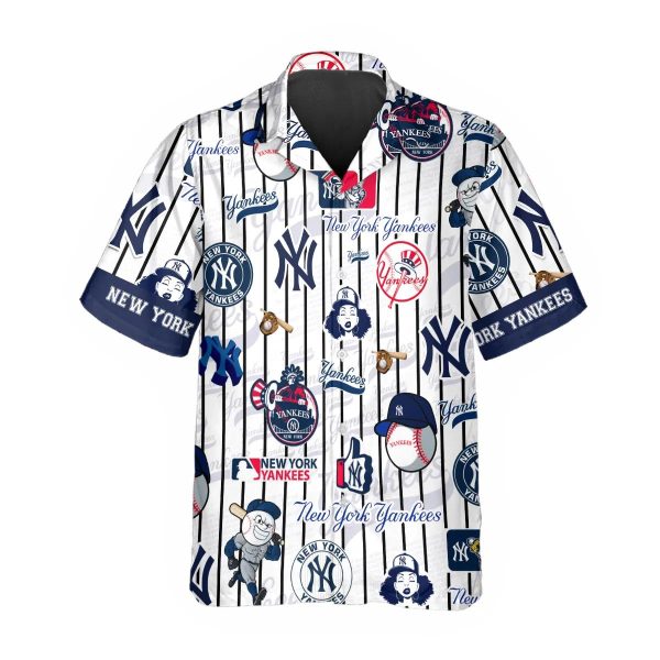 Pattern Logo NY Yankees Hawaiian Shirt, New York Yankees Hawaiian Shirt, MLB Hawaiian Shirt