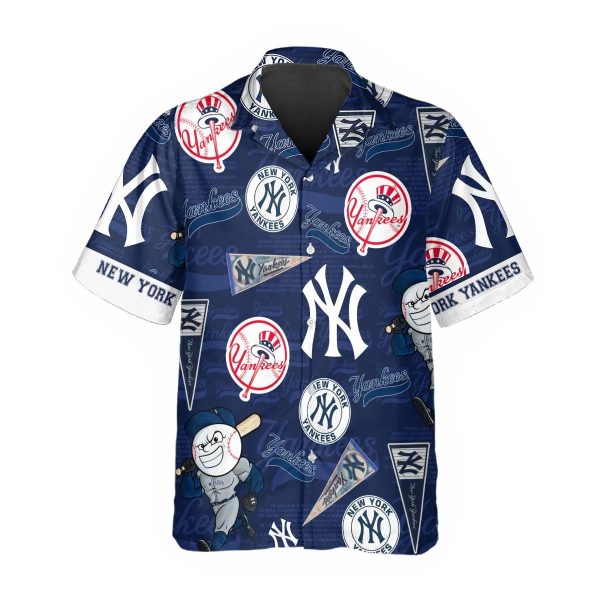 Pattern Logo New York Yankees Hawaiian Shirt, MLB Hawaiian Shirt