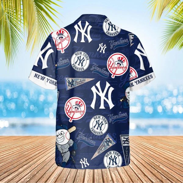 Pattern Logo New York Yankees Hawaiian Shirt, MLB Hawaiian Shirt