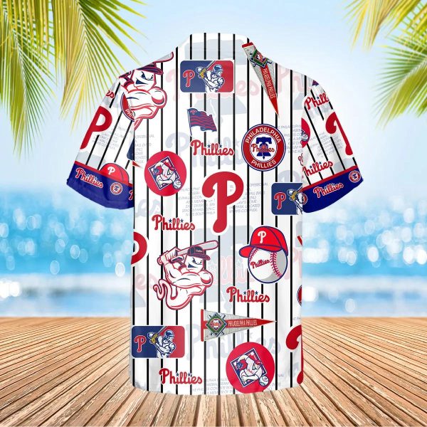 Pattern Logo Phillies Hawaiian Shirt, Philadelphia Phillies Hawaiian Shirt, MLB Hawaiian Shirt