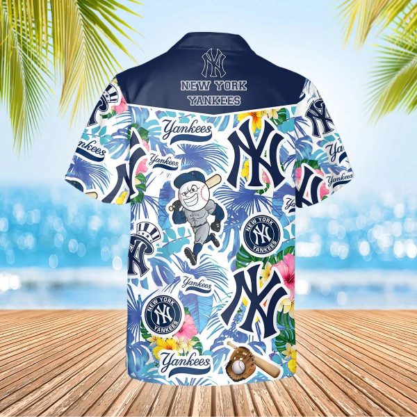 Pattern New York Yankees Hawaiian Shirt, Hawaiian Yankees Shirt, MLB Hawaiian Shirt