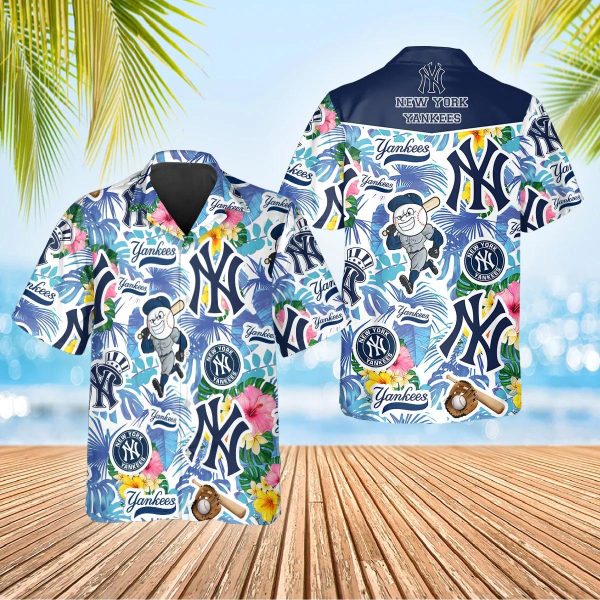 Pattern New York Yankees Hawaiian Shirt, Hawaiian Yankees Shirt, MLB Hawaiian Shirt