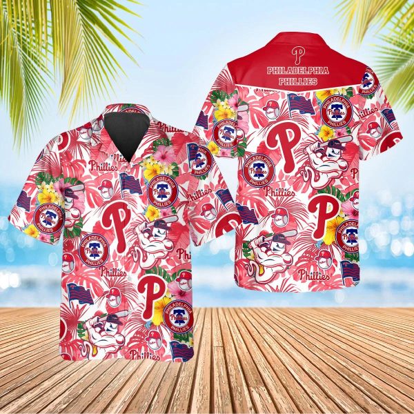 Pattern Phillies Hawaiian Shirt, Philadelphia Phillies Hawaiian Shirt, MLB Hawaiian Shirt