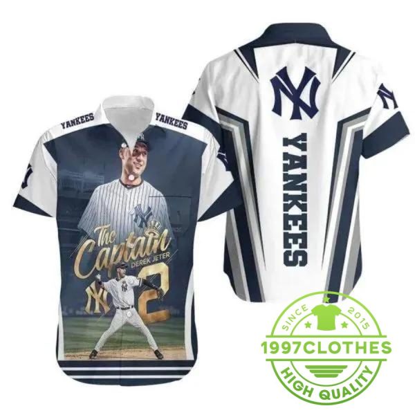 MLB New York Yankees Hawaiian Shirt Derek Jeter The Captain, MLB Hawaiian Shirt