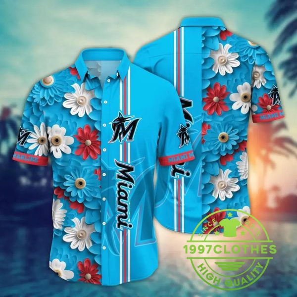 Miami Marlins MLB Flower Aloha Hawaiian Shirt 10, MLB Hawaiian Shirt