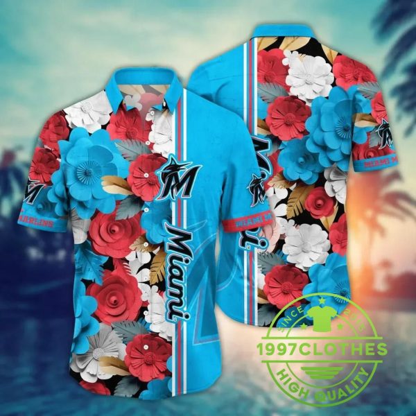 Miami Marlins MLB Flower Aloha Hawaiian Shirt 12, MLB Hawaiian Shirt