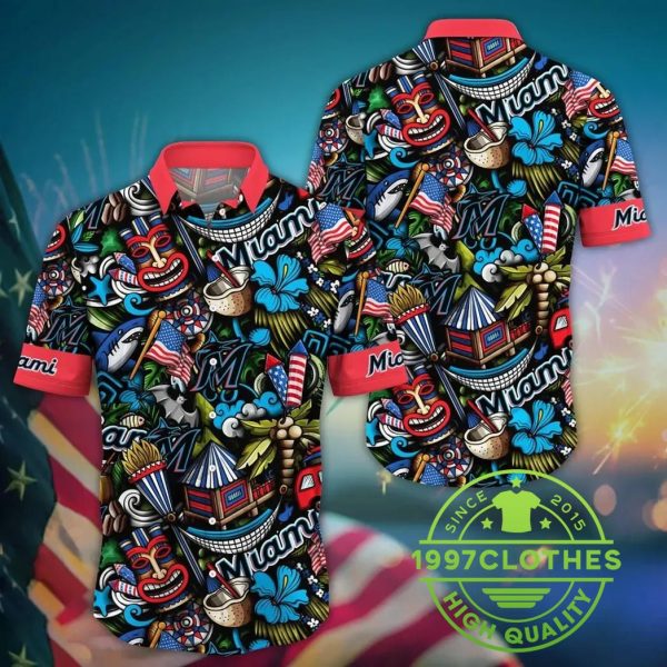 Miami Marlins MLB Flower Aloha Hawaiian Shirt 16, MLB Hawaiian Shirt