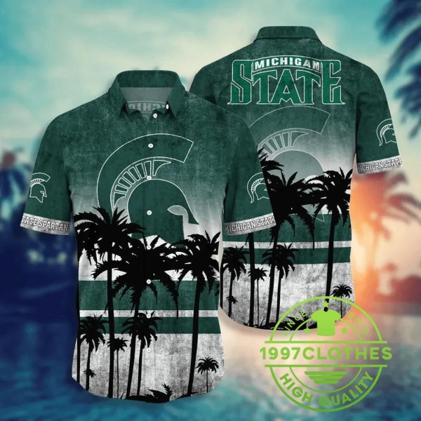 Michigan State Spartans Aloha Hawaiian Shirt, Style Hot Trending Summer, Michigan State Spartans Hawaiian Shirt