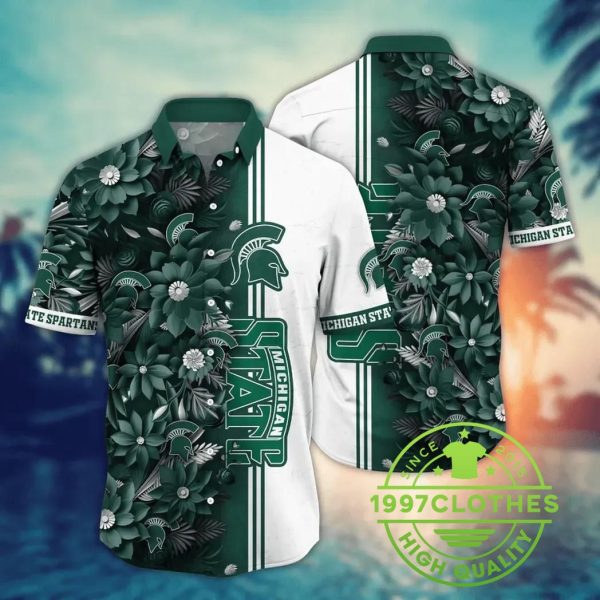 Michigan State Spartans NCAA Flower Aloha Hawaiian Shirt 1, Michigan State Spartans Hawaiian Shirt