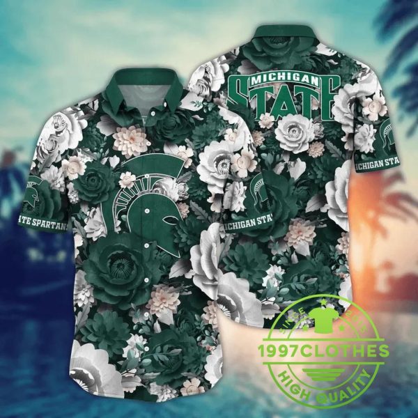 Michigan State Spartans NCAA Flower Aloha Hawaiian Shirt, Michigan State Spartans Hawaiian Shirt