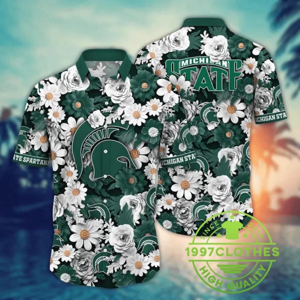 Michigan State Spartans NCAA Flower Aloha Hawaiian Shirt 3, Michigan State Spartans Hawaiian Shirt