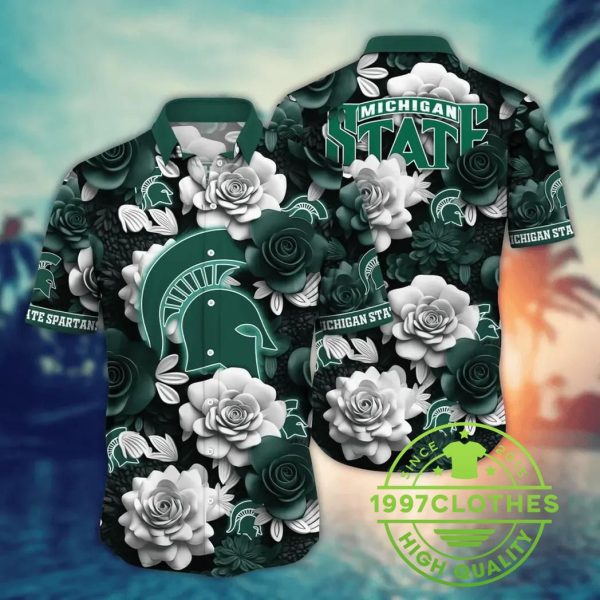 Michigan State Spartans NCAA Flower Aloha Hawaiian Shirt 4, Michigan State Spartans Hawaiian Shirt