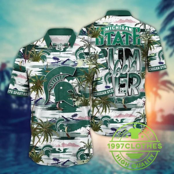 Michigan State Spartans NCAA Flower Aloha Hawaiian Shirt 5, Michigan State Spartans Hawaiian Shirt