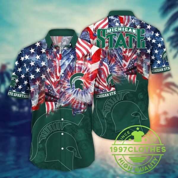 Michigan State Spartans NCAA Flower Aloha Hawaiian Shirt 7, Michigan State Spartans Hawaiian Shirt